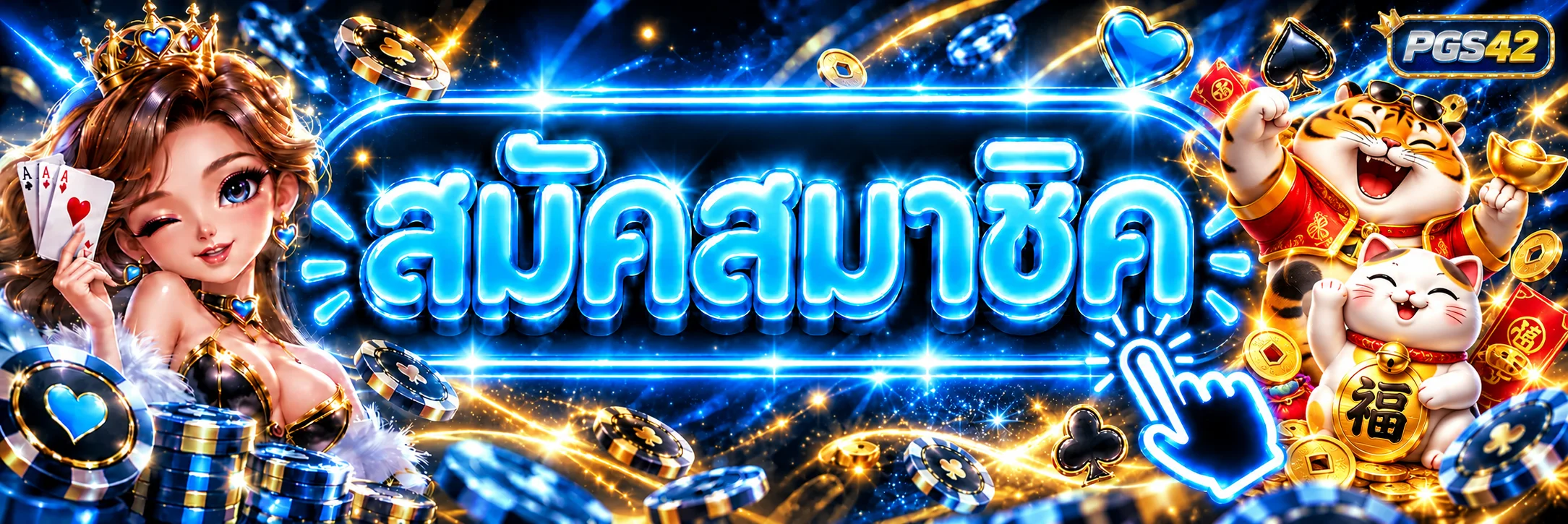 PGS42 ทางเข้าและปุ่มสมัครสมาชิกผ่านเว็บหลัก